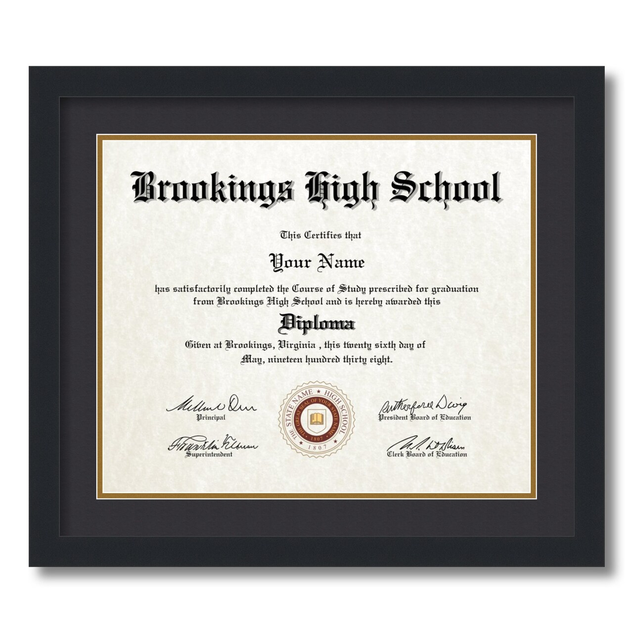 ArtToFrames 14x17 inch Diploma Frame - Framed with Black and Gold Mats, Comes with Regular Acrylic and Sawtooth Hanger for Wall Hanging (D-14x17)